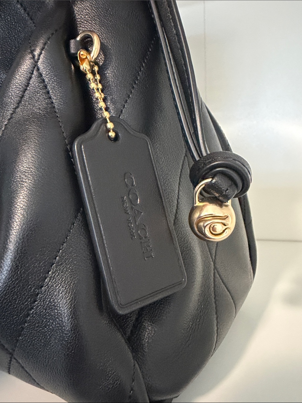 Coach Black Large Faye Shoulder Bag with Quilting - Picture 8 of 9